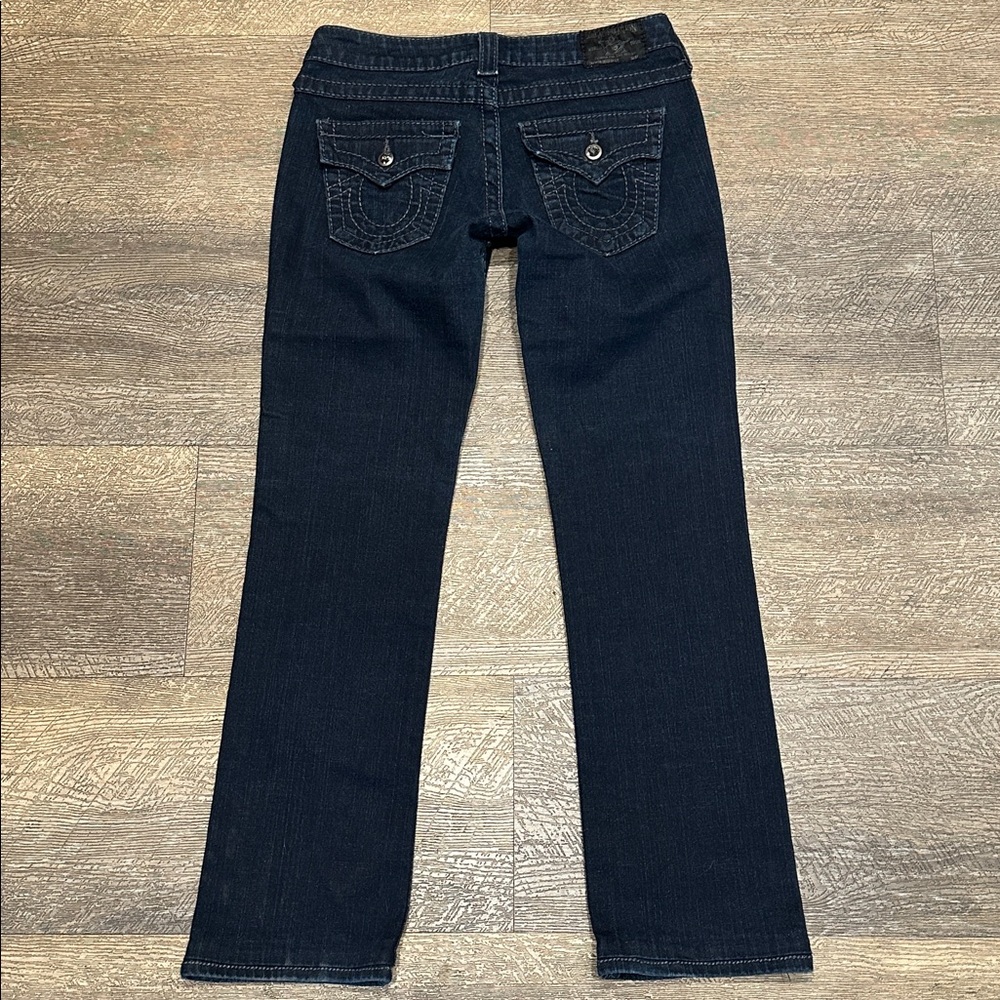 True Religion Blue Disco Billy Jeans Swarovski Crystal Low Rise Flap Pocket 26 - Picture 6 of 13